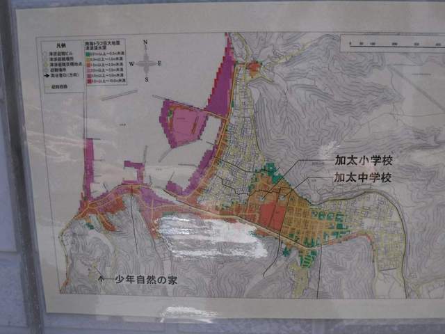 町内に掲示されていた津波ハザードマップ