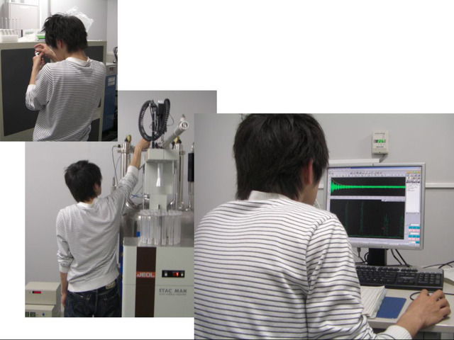 化合物の性質を分析しているところ