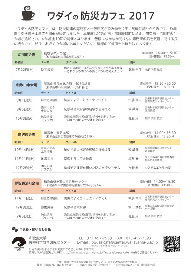 2017年度の「ワダイの防災カフェ」