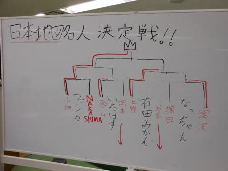 ホワイトボードに書かれたトーナメント表